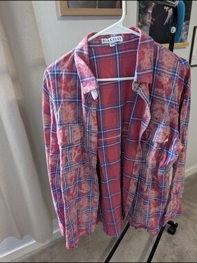 Red/pink Plaid Button-Up Shirt